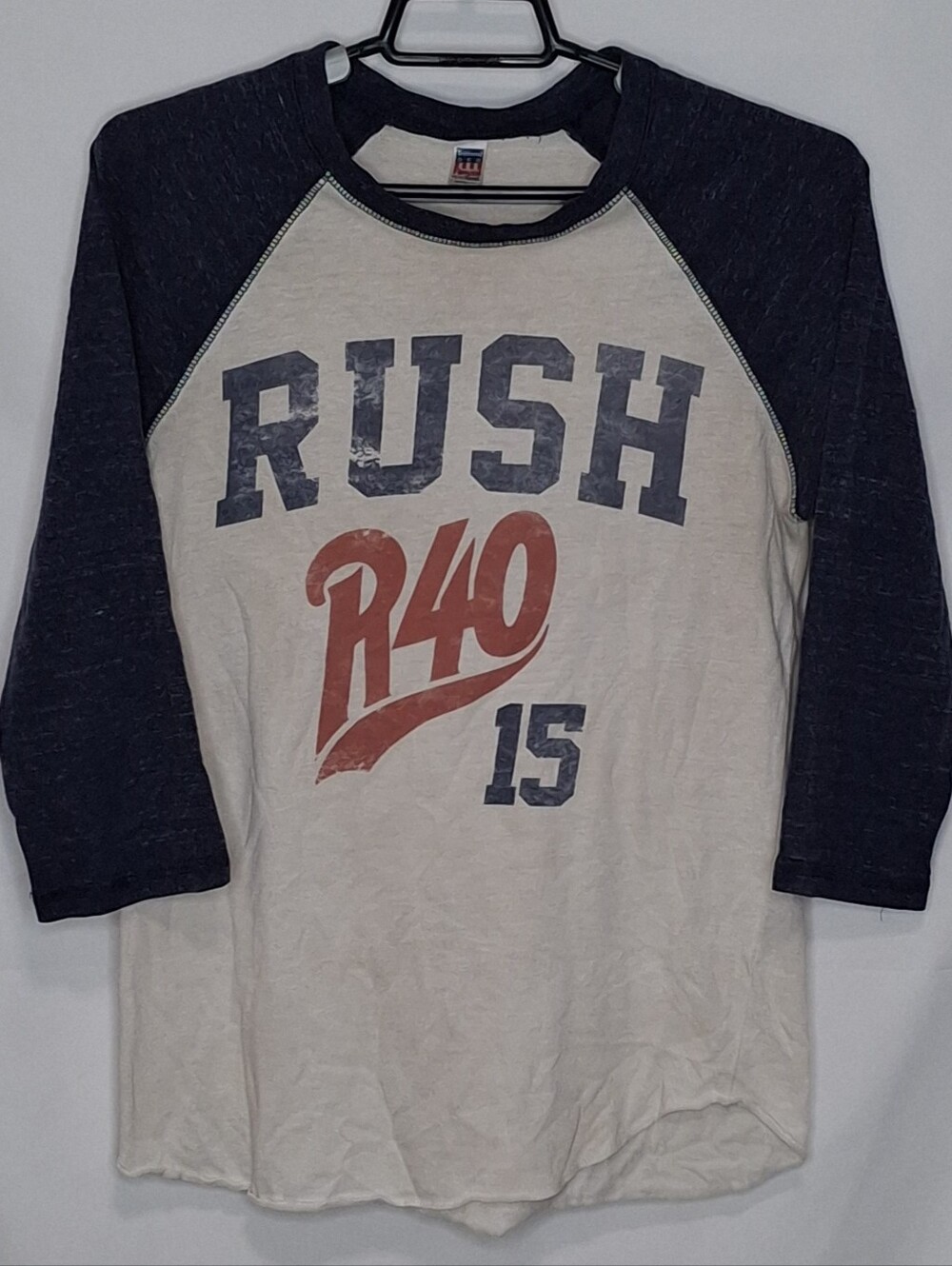 Rush R40 Graphic Raglan Tee - Navy Sleeves, Cream Body Size Small